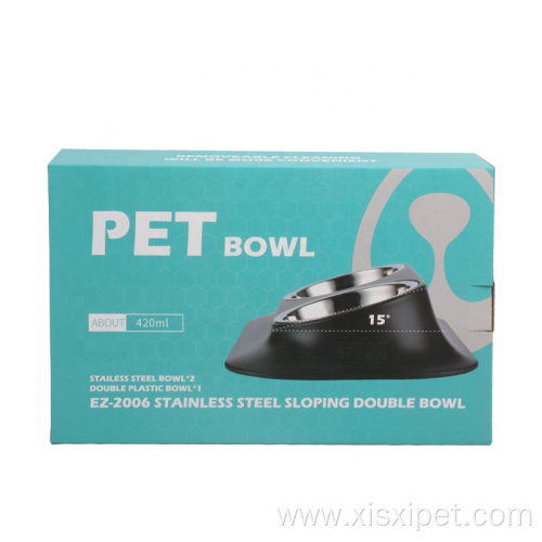 Pet Water Bowls Slanted Double Dog Food Bowl